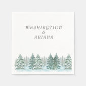 Waterverf Pine Tree Forest bruiloft Servet (Voorkant)