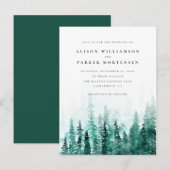 Waterverf Pine Tree Forest Country Wedding Uitnodiging Briefkaart (Voorkant / Achterkant)