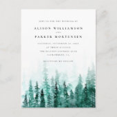 Waterverf Pine Tree Forest Country Wedding Uitnodiging Briefkaart (Voorkant)