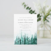 Waterverf Pine Tree Forest Country Wedding Uitnodiging Briefkaart (Staand voorkant)