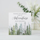 Waterverf Pine Tree Forest Happy Birthday Kaart (Staand voorkant)