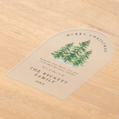 Waterverf Pine Tree Forest Holiday Kaart Acryl Uitnodigingen (Laagn)