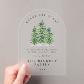 Waterverf Pine Tree Forest Holiday Kaart Acryl Uitnodigingen (Insitu (Draagbaar))