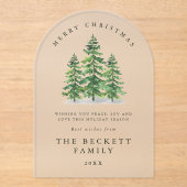 Waterverf Pine Tree Forest Holiday Kaart Acryl Uitnodigingen (Voorkant)