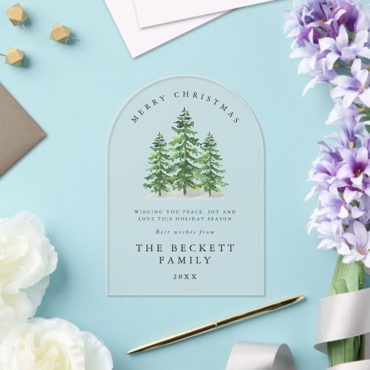 Waterverf Pine Tree Forest Holiday Kaart Acryl Uitnodigingen (Insitu (Huwelijk))