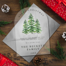 Waterverf Pine Tree Forest Holiday Kaart