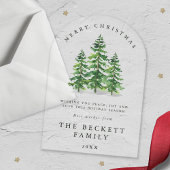 Waterverf Pine Tree Forest Holiday Kaart Acryl Uitnodigingen