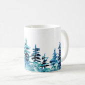 Waterverf Pine Tree Forest Panorama Coffee Mok (Voorkant rechts)