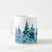 Waterverf Pine Tree Forest Panorama Coffee Mok (Voorkant links)