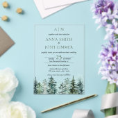 Waterverf Pine Tree Forest rustieke bruiloft Acryl Uitnodigingen (Insitu (Huwelijk))