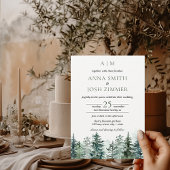 Waterverf Pine Tree Forest rustieke bruiloft Kaart