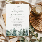 Waterverf Pine Tree Forest rustieke bruiloft Kaart