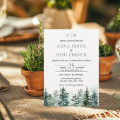 Waterverf Pine Tree Forest rustieke bruiloft Kaart