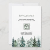 Waterverf Pine Tree Forest Rustieke QR-code bruilo Kaart (Achterkant)