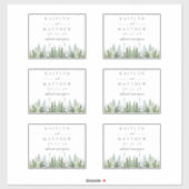 Waterverf Pine Tree Forest Wedding - 4,5" x 3,5" Sticker (Vel)