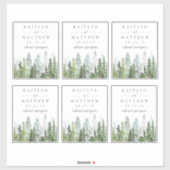 Waterverf Pine Tree Forest Wedding - 4 "x 5" Sticker (Vel)