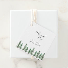 Waterverf Pine Tree Forest Wedding Bedankjes Labels