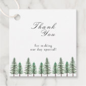 Waterverf Pine Tree Forest Wedding Bedankjes Labels (Voorkant)