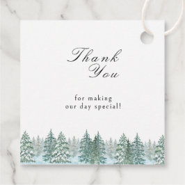 Waterverf Pine Tree Forest Wedding Bedankjes Labels