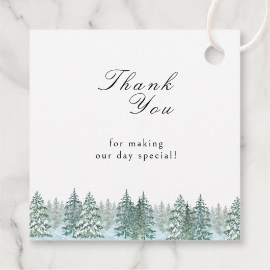 Waterverf Pine Tree Forest Wedding Bedankjes Labels (Achterkant)