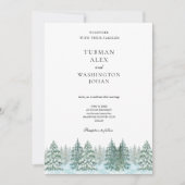 Waterverf Pine Tree Forest Wedding Kaart (Voorkant)