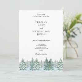 Waterverf Pine Tree Forest Wedding Kaart