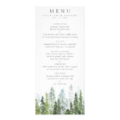 Waterverf Pine Tree Forest Wedding Menu (Voorkant)