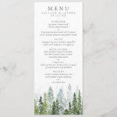 Waterverf Pine Tree Forest Wedding Menu Sjabloon Kaart (Voorkant)