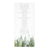 Waterverf Pine Tree Forest Wedding Programma (Achterkant)