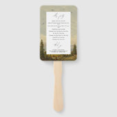 Waterverf Pine Tree Forest Wedding Programma Handwaaier (Achterkant)