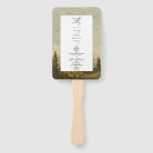 Waterverf Pine Tree Forest Wedding Programma Handwaaier (Voorkant)