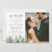 Waterverf Pine Tree Forest Wedding Save the Date (Voorkant)