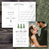 Waterverf Pine Tree Forest Wedding Save the Date Aankondigingskaart