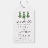 Waterverf Pine Tree Forest Wedding Save the Date Cadeaulabel (Voorkant)