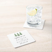 Waterverf Pine Tree Forest Wedding Save the Date Kartonnen Onderzetters (Insitu)