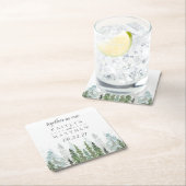Waterverf Pine Tree Forest Wedding Save the Date Kartonnen Onderzetters (Insitu)