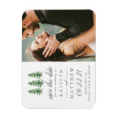 Waterverf Pine Tree Forest Wedding Save the Date Magneet (Verticaal)