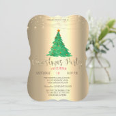 Waterverf Pine Tree (gouden kerstfeest) Kaart (Staand voorkant)