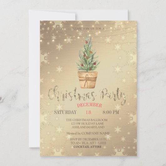 Waterverf Pine Tree (gouden kerstfeest) Kaart (Voorkant)