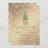 Waterverf Pine Tree (gouden kerstfeest) Kaart (Voorkant / Achterkant)