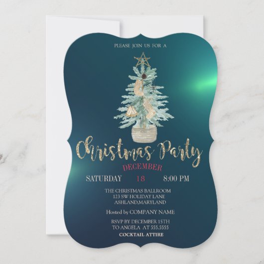 Waterverf Pine Tree, groen kerstfeest Kaart (Voorkant)