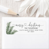 Waterverf Pine Tree Heart Script Vergroten Kerstmi Etiket (Insitu)