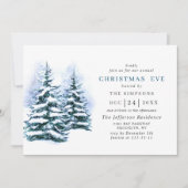 Waterverf Pine Tree Holiday CHRISTMAS EVE Kaart (Voorkant)