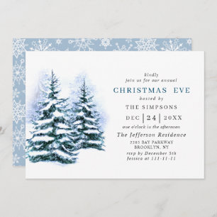 Waterverf Pine Tree Holiday CHRISTMAS EVE Kaart