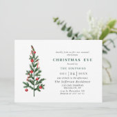 Waterverf Pine Tree Holiday CHRISTMAS EVE Kaart (Staand voorkant)