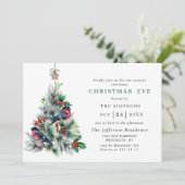 Waterverf Pine Tree Holiday CHRISTMAS EVE Kaart (Staand voorkant)