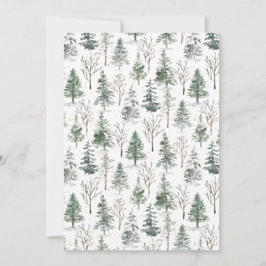 Waterverf Pine Tree Holiday Christmas Party Kaart (Achterkant)