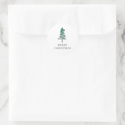 Waterverf Pine Tree kerst Ronde Sticker (Tas)