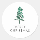 Waterverf Pine Tree kerst Ronde Sticker (Voorkant)