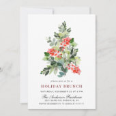 Waterverf Pine Tree-kerstfeestdag Brunch Kaart (Voorkant)